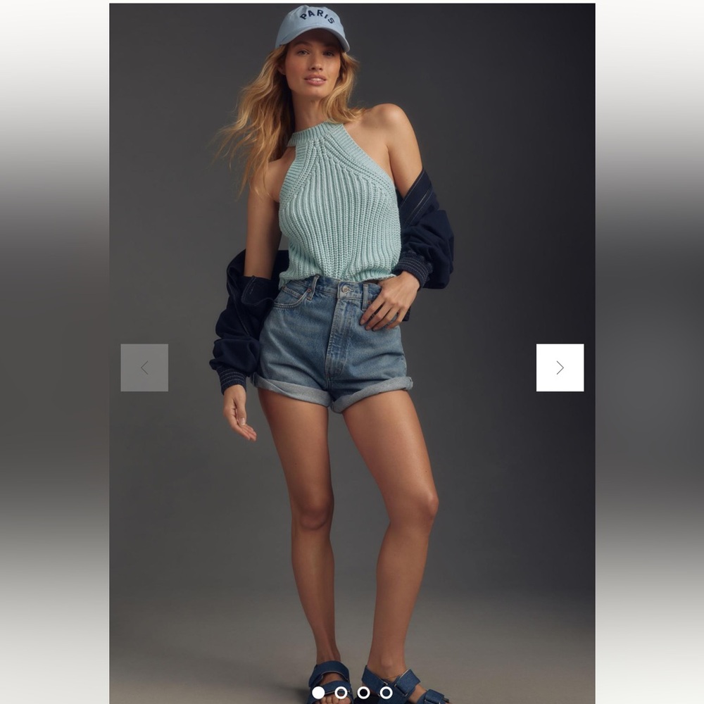 By Anthropologie Halter Sweater Tank blue